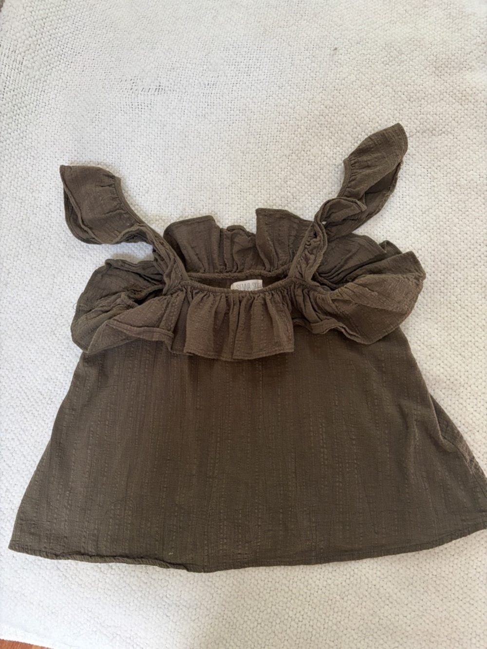 Ruffle Tank Top — Olive Green